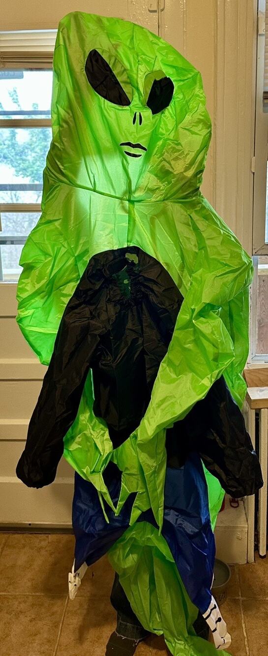 Kids Inflatable Costume Alien Kidnap Abduction Blow Up Suit with Laser Halloween